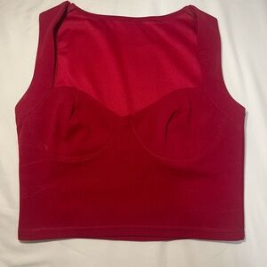 Red corset crop top, square neck